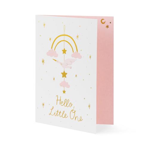 Gratulationskort med handgjord mobil Rosa