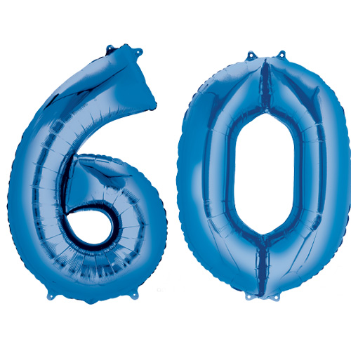 86cm Heliumfyllda Siffror "60" Blå