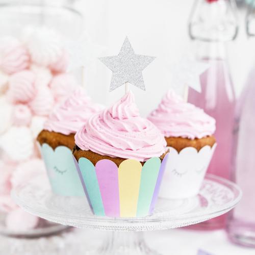 Cupcake topper stjärna silver
