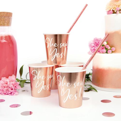 Pappersmugg "She said yes", 6pack