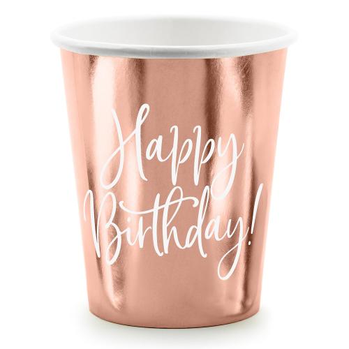 Pappersmuggar Happy Birthday rose 6st