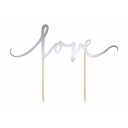 Cake topper Love, silver