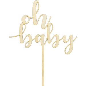 Wooden topper Oh baby, 17cm