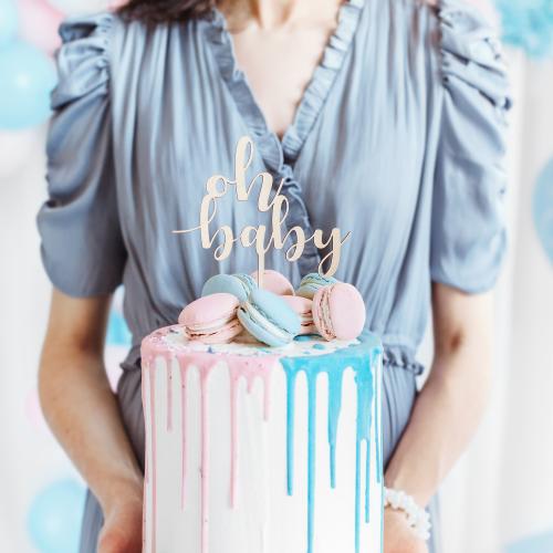 Wooden topper Oh baby, 17cm