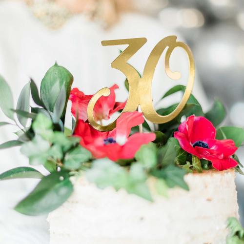 Cake topper "30" Guld