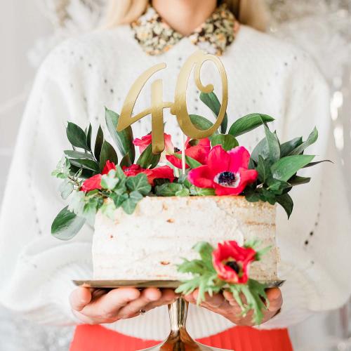 Cake topper "40" Guld