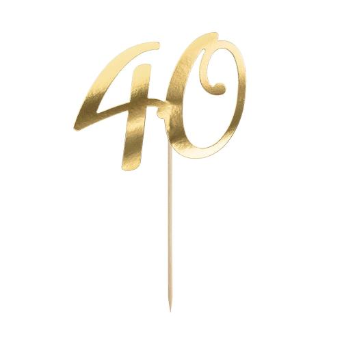 Cake topper "40" Guld