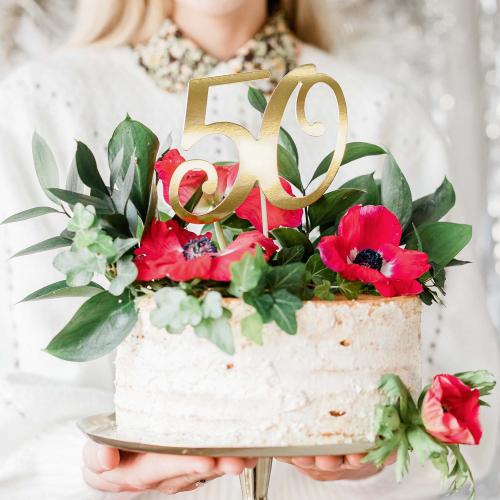 Cake topper "50" Guld