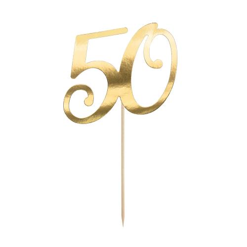 Cake topper "50" Guld