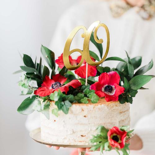 Cake topper "60" Guld