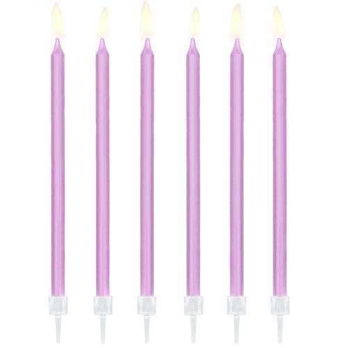Plain birthday candles, light lilac, 14cm (1pkt/12pc.)