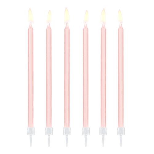 Plain birthday candles, light pink, 14cm (1pkt/12pc.)