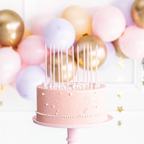 Plain birthday candles, light pink, 14cm (1pkt/12pc.)
