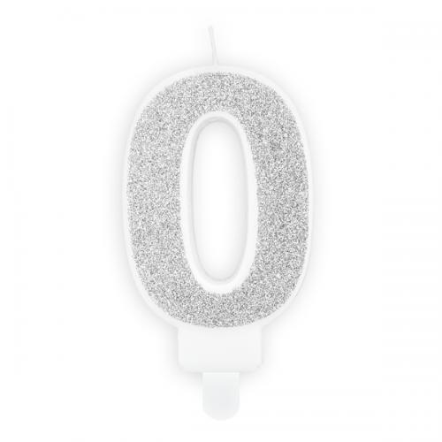 Tårtljus Siffra 0-9 Silverglitter 4