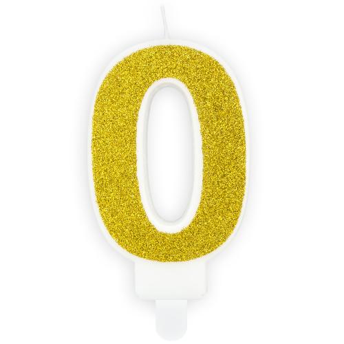 Tårtljus Siffra 0-9 Guldglitter 7