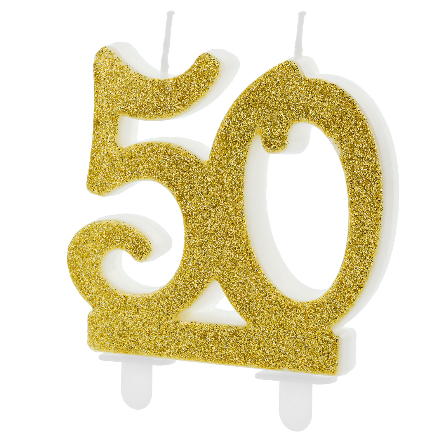 Tårtljus, guldglitter, 50 år