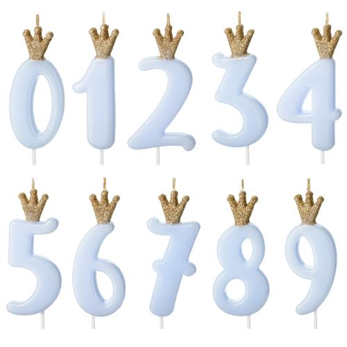 Tårtljus nummer 4 ljusblå 9,5 cm