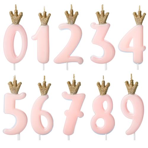 Tårtljus nummer 1 ljusrosa 9,5 cm