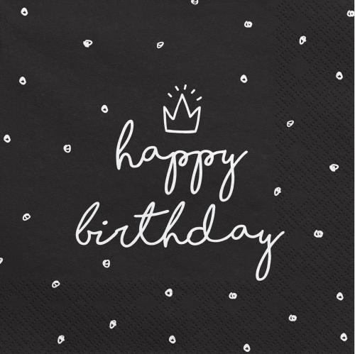 Servetter Svarta Happy Birthday