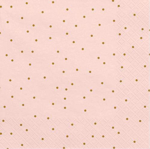 Servetter Rosa med Guldiga Prickar