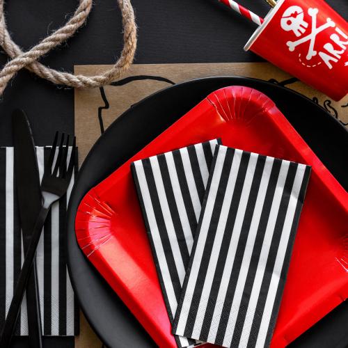 Servetter Svart- och vitrandiga