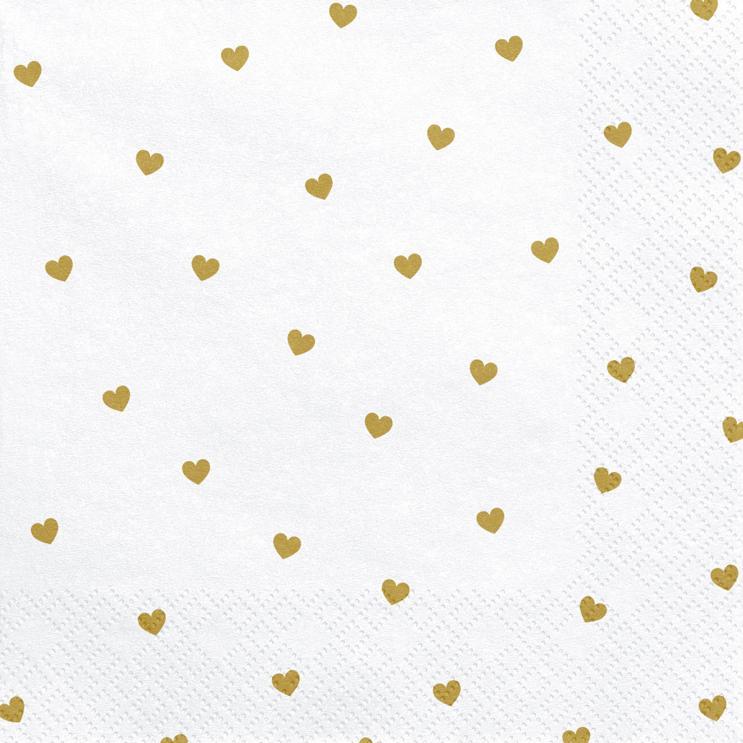 Servetter Vita med Guldiga Hjärtan