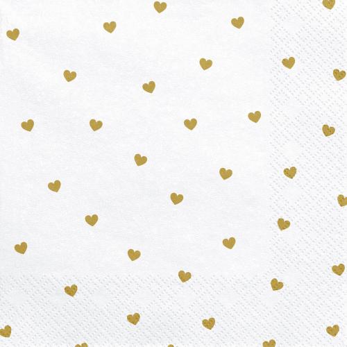 Servetter Vita med Guldiga HjÃ¤rtan