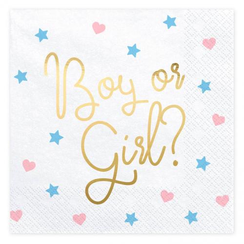 Servett vit "Boy or girl", 20-pack