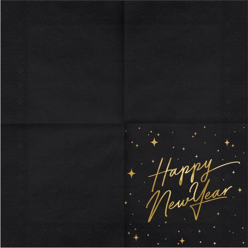 Servetter "Happy New Year", svart