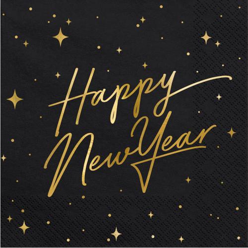 Servetter "Happy New Year", svart