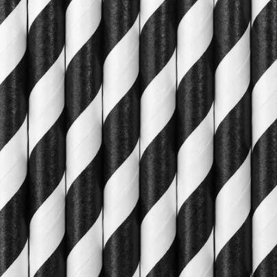 Papperssugrör Svart/Vit