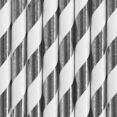 Papperssugrör Silver/Vit