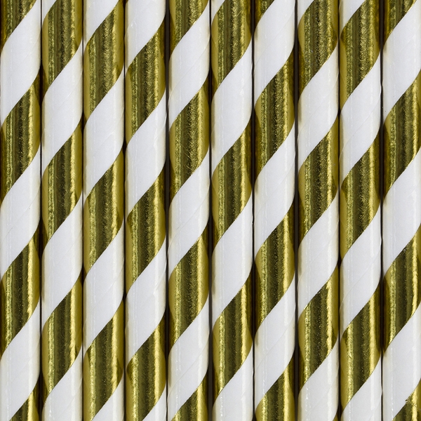 Papperssugrör Guld/Vit