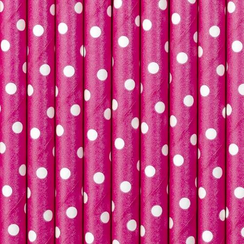 Papperssugrör Rosa/Prickar
