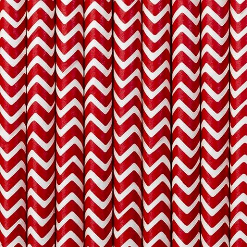 Papperssugrör Röd/Vit