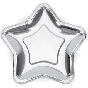 Stjärnformade Papperstallrikar Silver