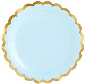Guldkant Pastellblå - Papperstallrik