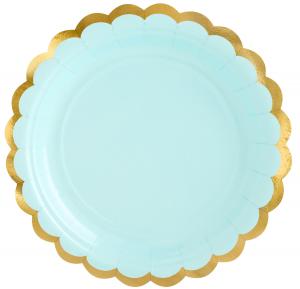 Guldkant Pastellmint - Papperstallrik