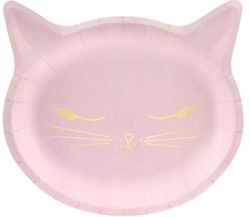 Papperstallrik Katt Rosa