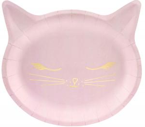 Papperstallrik Katt Rosa