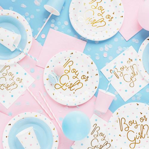 Papperstallrik, "Boy or girl", 6-pack