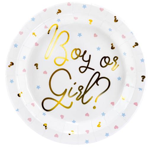 Papperstallrik, "Boy or girl", 6-pack