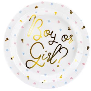 Papperstallrik, "Boy or girl", 6-pack