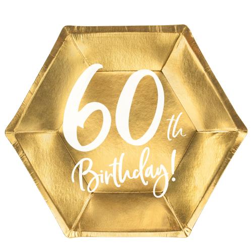 Papperstallrikar Guld 60 ?r 6-pack