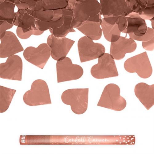 Konfettikanon hjärtan, rose gold 60 cm