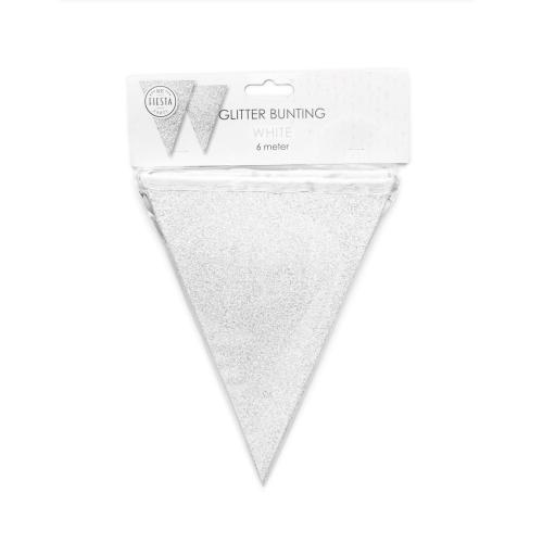 Flaggspel Vit Glitter  6m 16x20cm