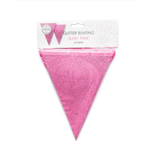 Flaggspel Rosa Glitter  6m 16x20cm