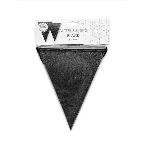 Flaggspel Svart Glitter  6m 16x20cm