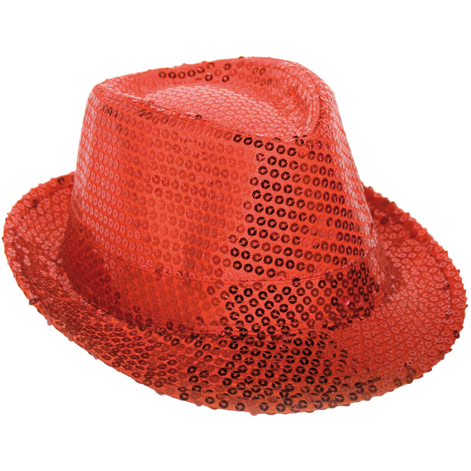 Trilby-hatt Paljetter Röd Deluxe