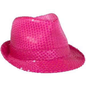 Trilby-hatt Paljetter Neonrosa Deluxe